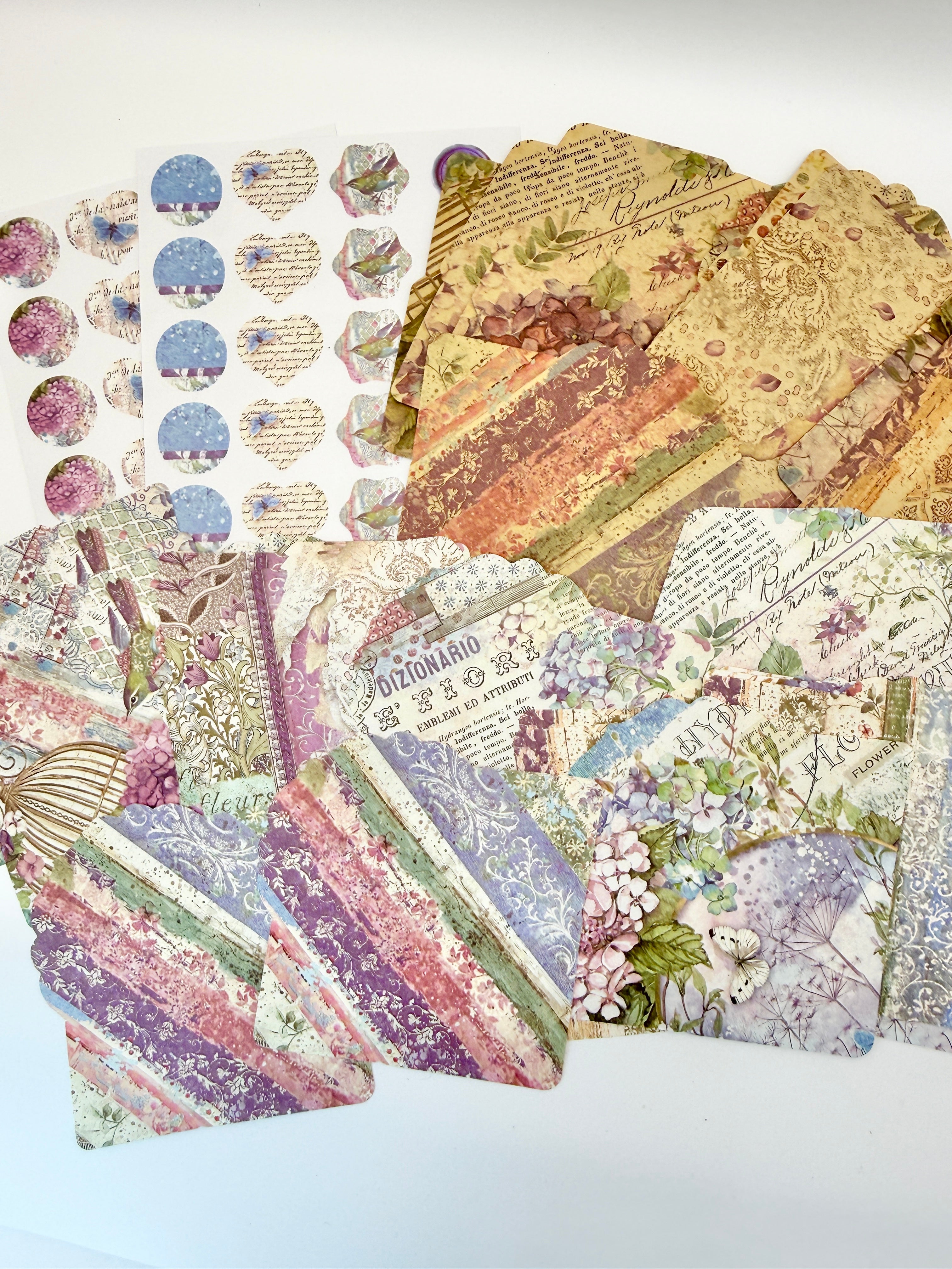 Vintage Floral Decorative Paper Pack | Junk Journal Ephemera Kit