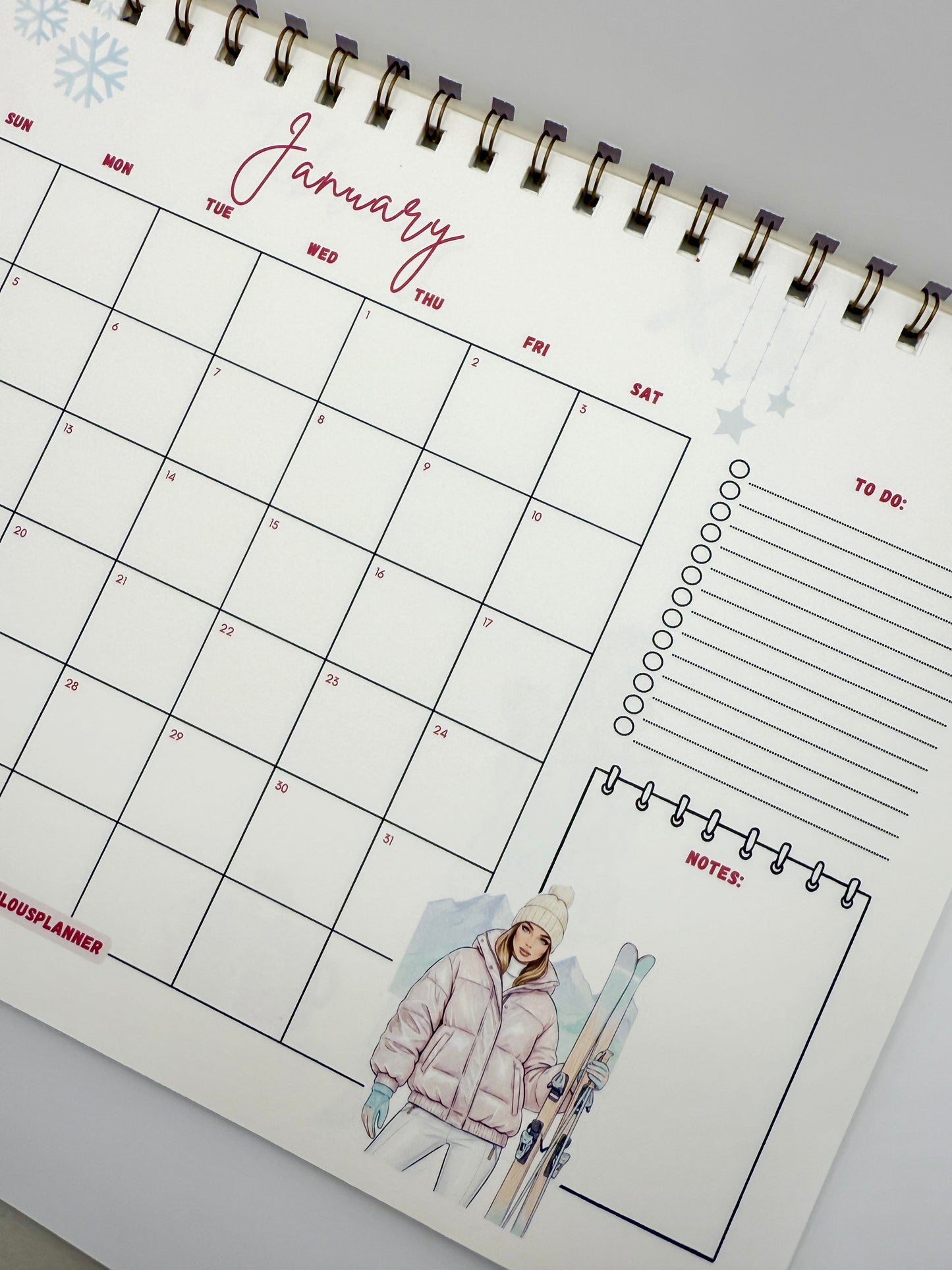 2026 Desk Calendar – Letter Size | Gold Spiral Binding