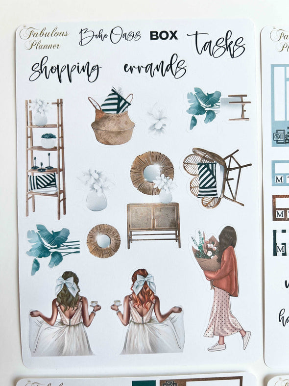4 Sheets - Boho Girls Planner Stickers Kit