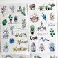6 Sheets Boho Plants Fashion Illustration Chic Planner Clear Stickers