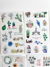 6 Sheets Boho Plants Fashion Illustration Chic Planner Clear Stickers