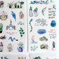 6 Sheets Boho Plants Fashion Illustration Chic Planner Clear Stickers