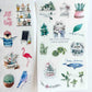 6 Sheets Boho Plants Fashion Illustration Chic Planner Clear Stickers