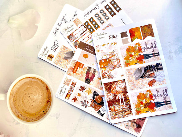 Autumn Fall Spice Stickers Kit - 4 sheets