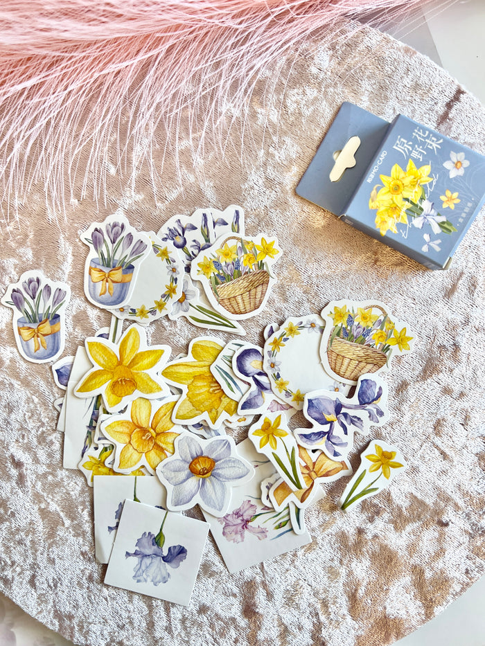 Spring Floral Yellow Flowers Die Cut Stickers
