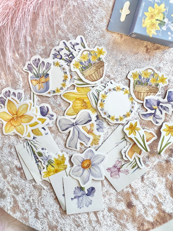 Spring Floral Yellow Flowers Die Cut Stickers