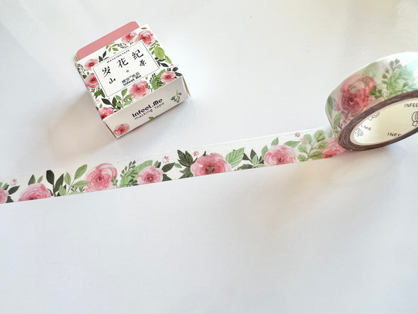 Spring Floral Pink Roses Washi Tape