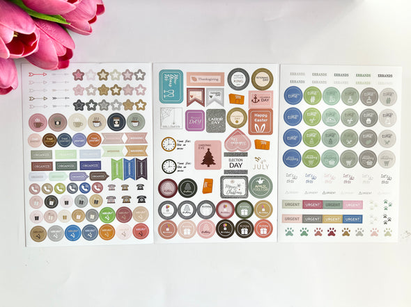 Boho Floral Sticker Sheet, Bullet Journal Stickers