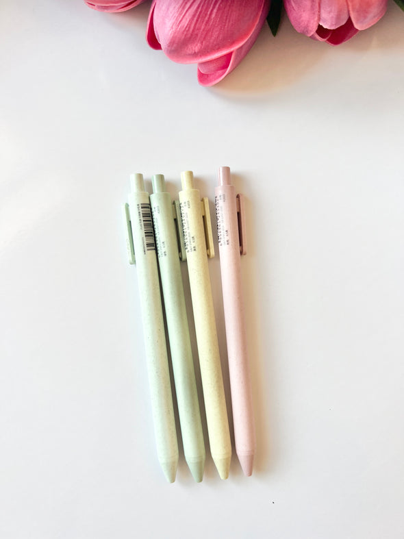Biogradable Gel Click Recycled Pastel Speckle Pens - Set of 4
