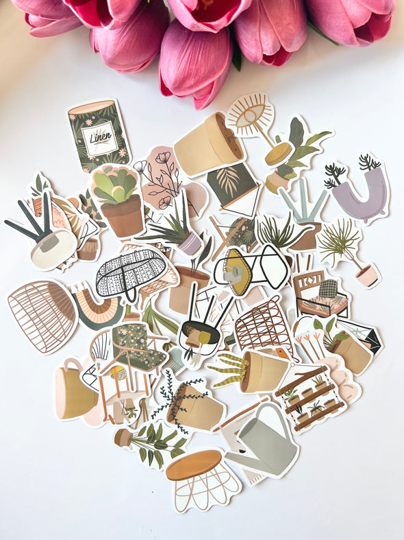 Boho Plants Happy 2 Plan Collab Die Cut Stickers