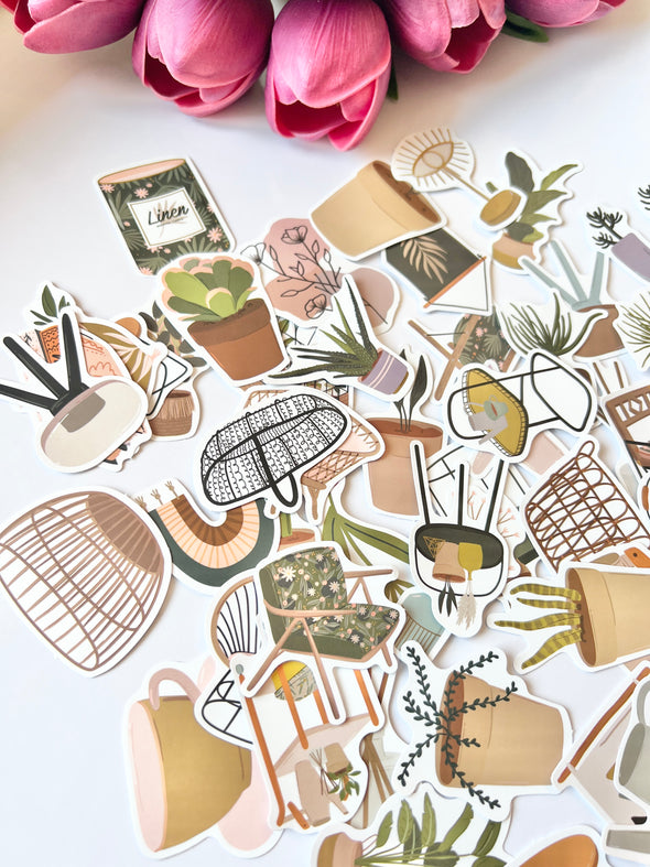 Boho Plants Happy 2 Plan Collab Die Cut Stickers