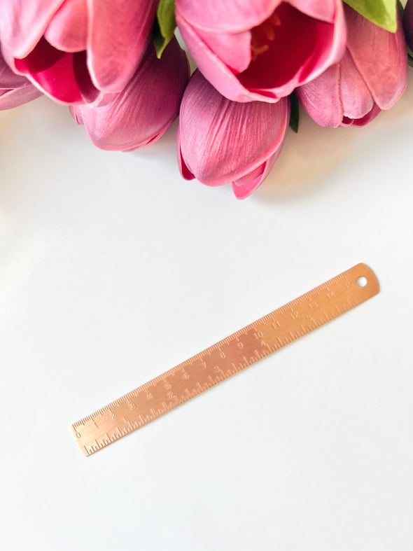 Rose Gold Metal Ruler Inches and Centimeters