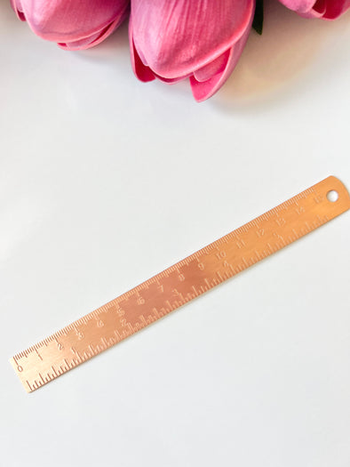 Rose Gold Metal Ruler Inches and Centimeters