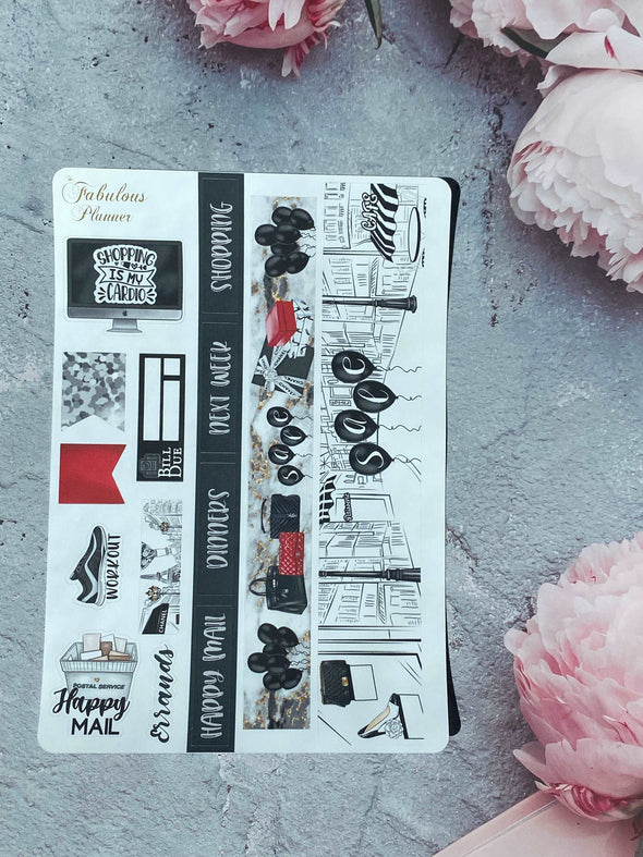 4 Sheets - Shopping is my Cardio Planner Stickers Kit