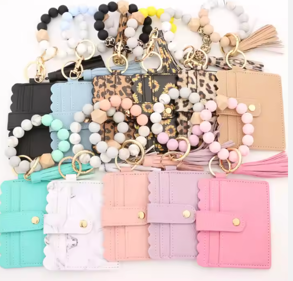 Keychain Wallet With Wristlet and Beads