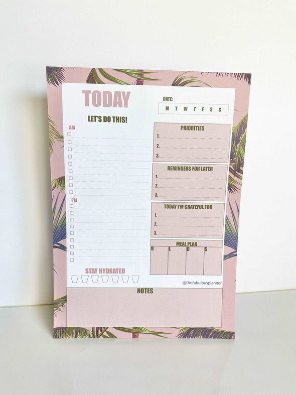 Beverly Hills Tropical Leaves Pink Daily Notepad