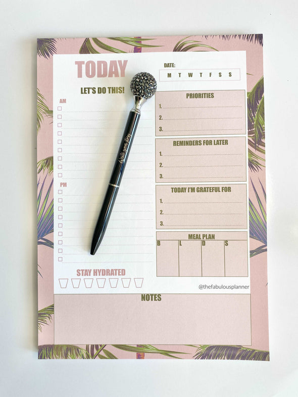 Beverly Hills Tropical Leaves Pink Daily Notepad