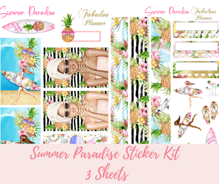 Summer Paradise Sticker Kit - 3 Sheets