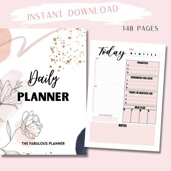 Instant Download - Digital - Daily Planner Minimalist 90 Days Wire-O A5 size Planner