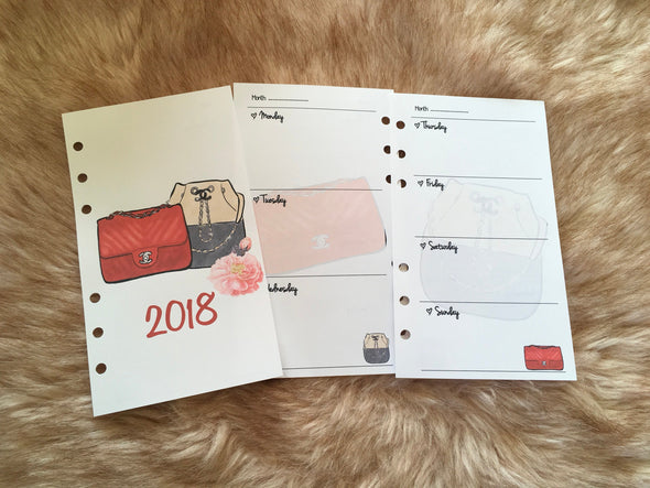 Handbags Horizontal Weekly Planner Refills