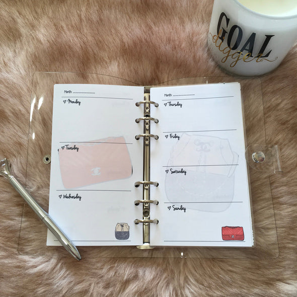 Handbags Horizontal Weekly Planner Refills
