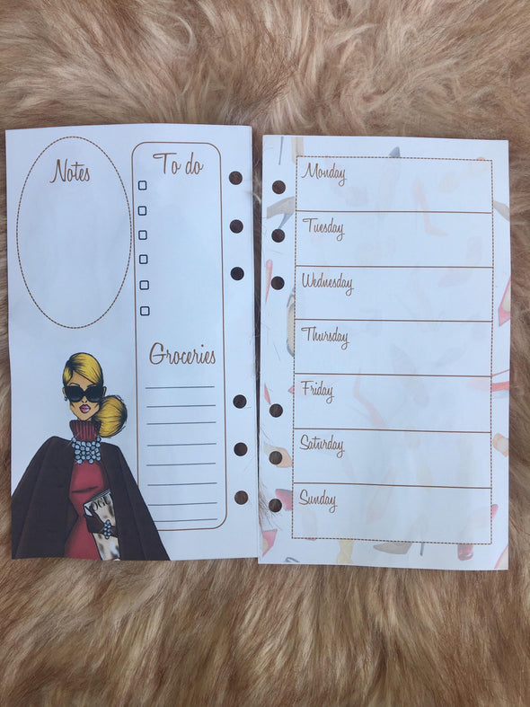 Fashionista Functional Weekly Planner Inserts