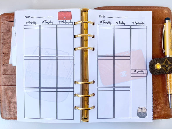 Handbags Vertical Weekly Planner Refills