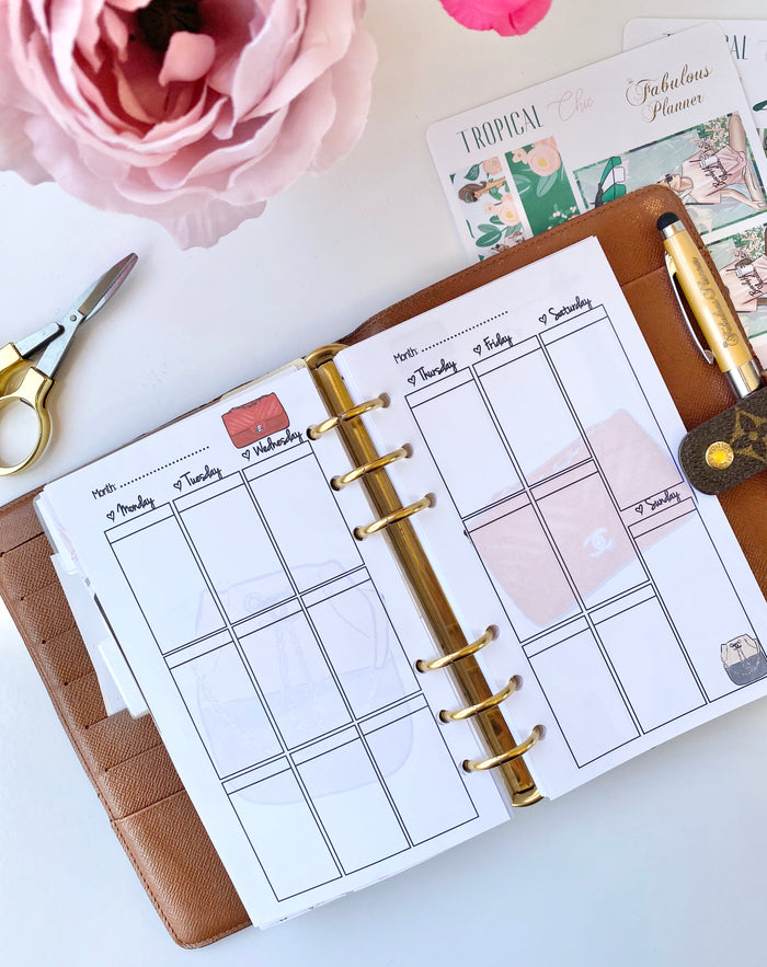 PRINTABLE Personal Size Undated Monthly Calendar Refills Cute 