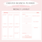 Undated Business Planner A5 Size- Instant Download