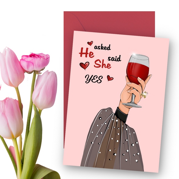 She said Yes Engagement Greeting Card