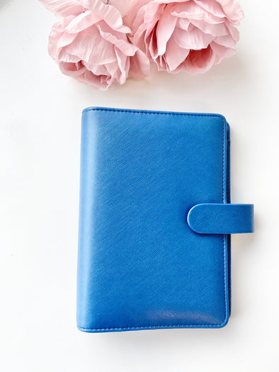 Blue Faux Leather Ring Planner