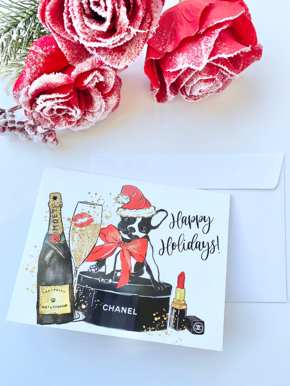 Holiday Luxe Pug Christmas Card
