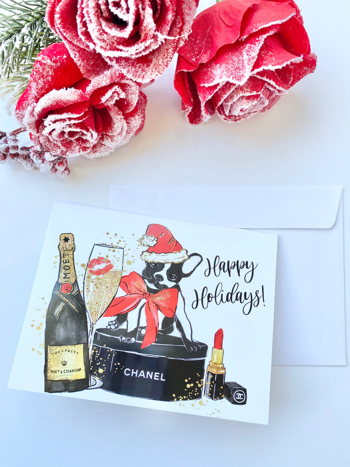 Holiday Luxe Pug Christmas Card