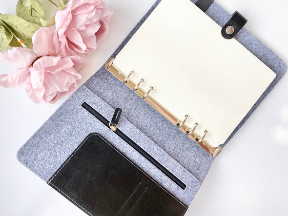 Felt With Pu Leather Ring Planner