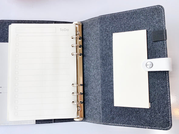 Felt With Pu Leather Ring Planner