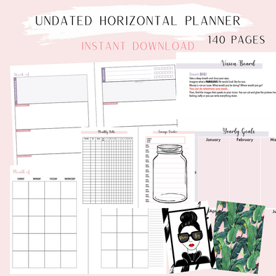 Instant Download Undated A5 Weekly Horizontal Planner