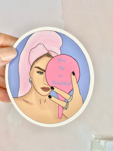 You are Beautiful Fashion Illustration Vinyl Sticker