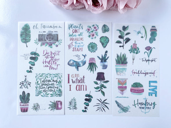 Set of 3 Plant Leaves Clear Stickers