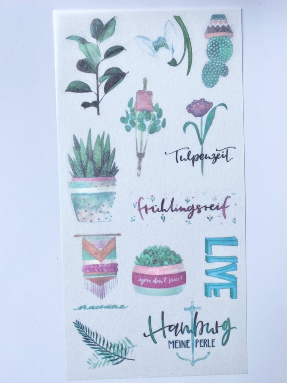 Set of 3 Plant Leaves Clear Stickers