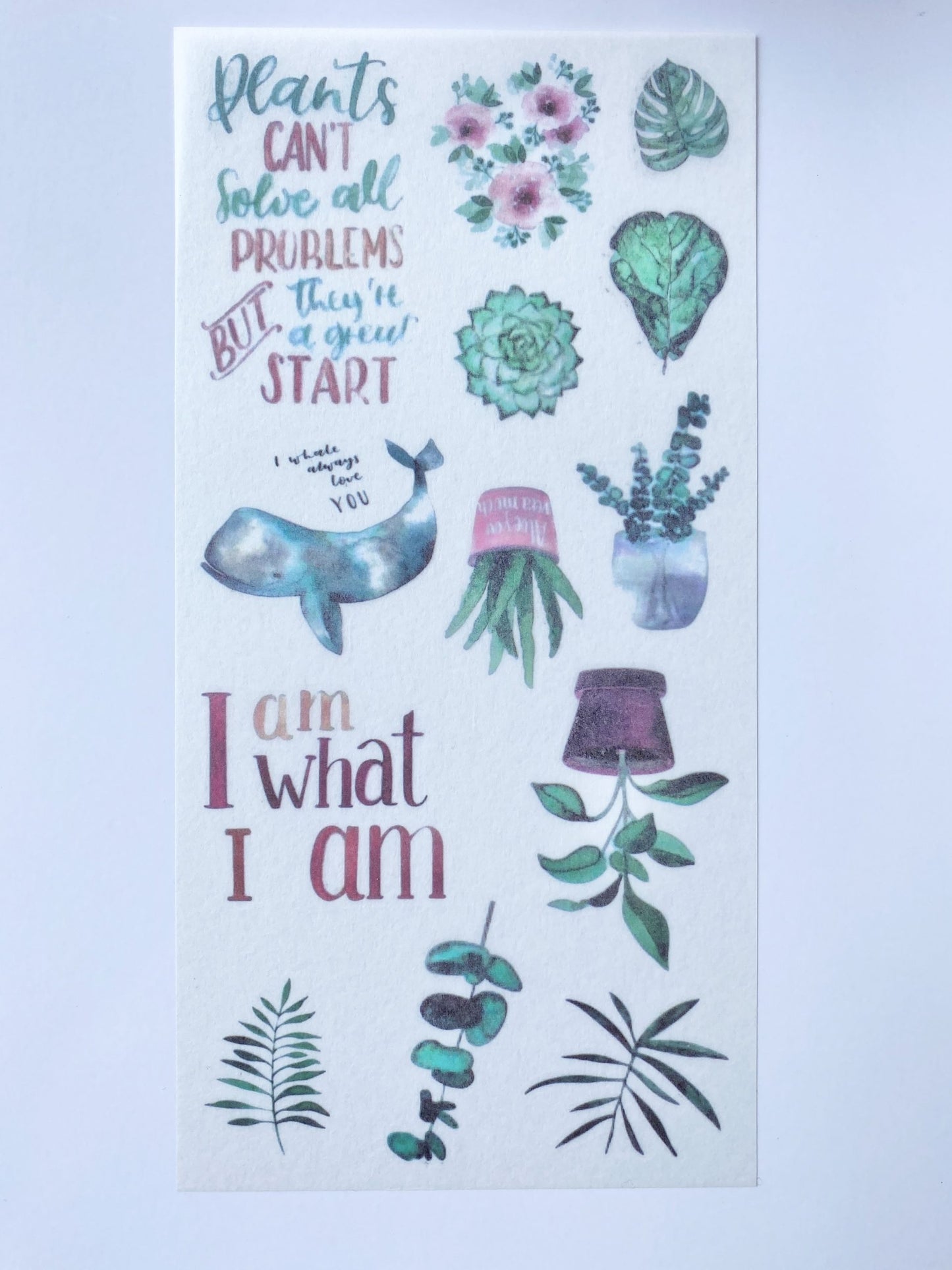 Set of 3 Plant Leaves Clear Stickers