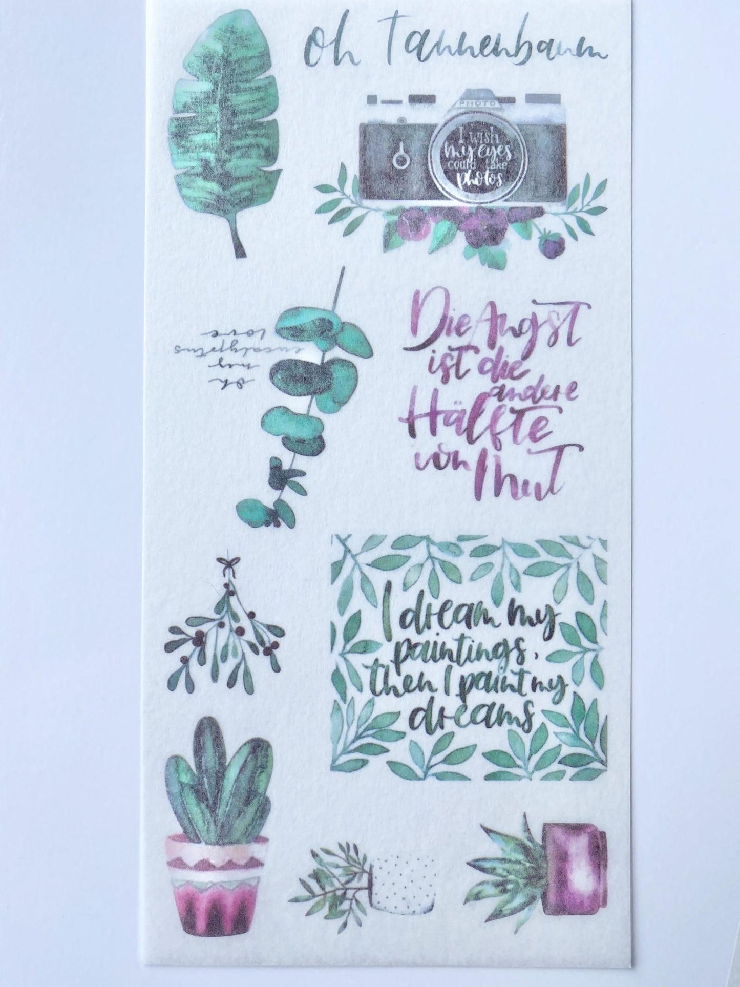 Set of 3 Plant Leaves Clear Stickers