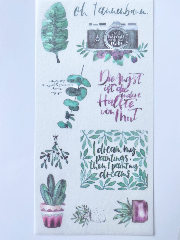 Set of 3 Plant Leaves Clear Stickers