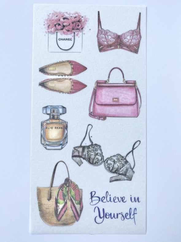 Set of 3 Fashion Lovers Clear Stickers