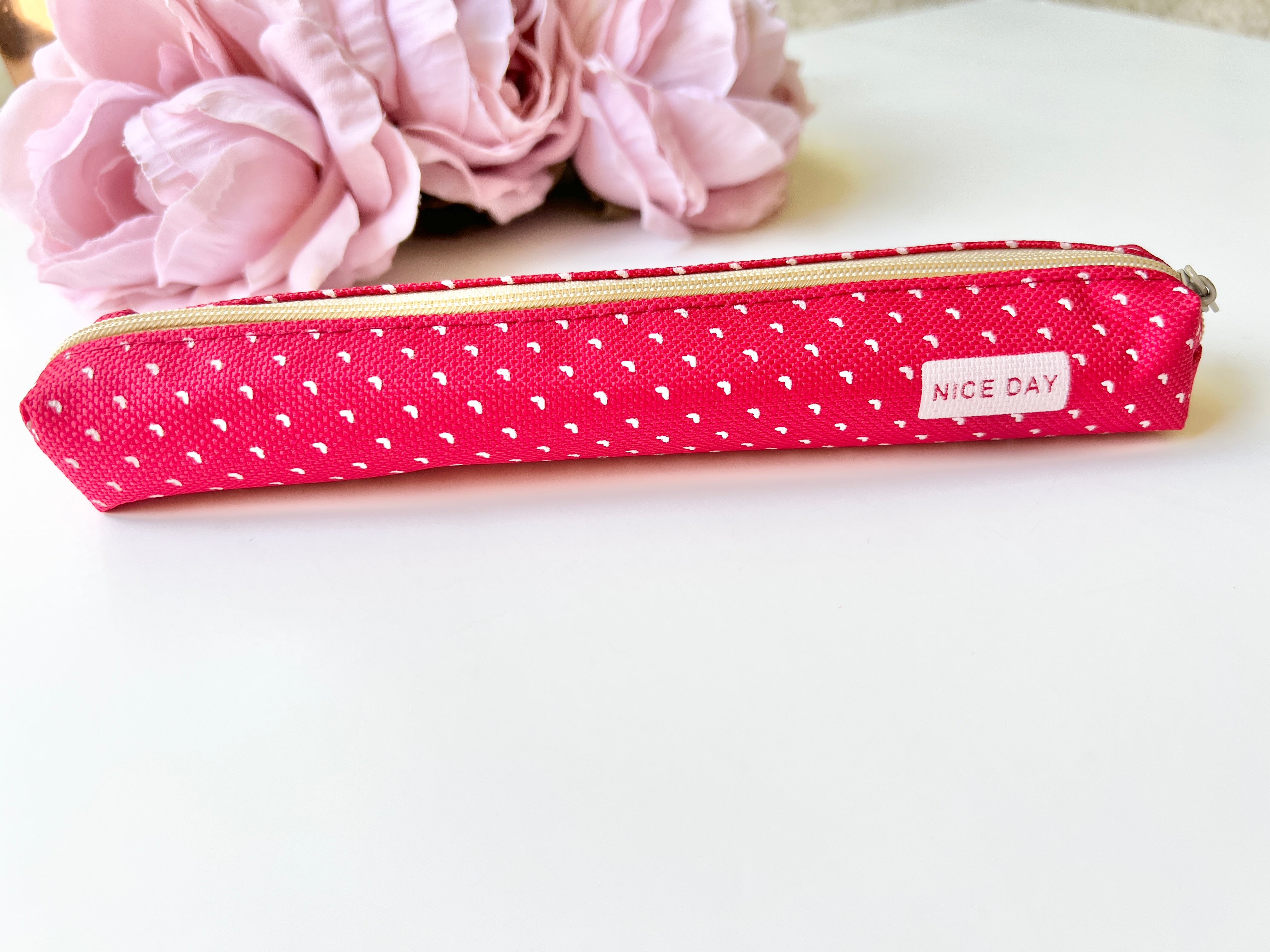 Red Polka Dots Slim Pencil Case