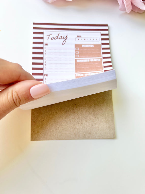 Red Stripe Daily Checklist Notepad Memo Sticky Notes