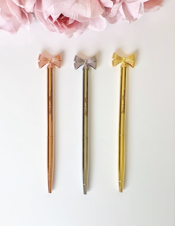 Rose Gold Bow Pen