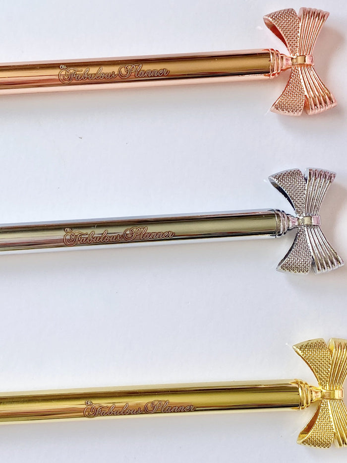 Rose Gold Bow Pen