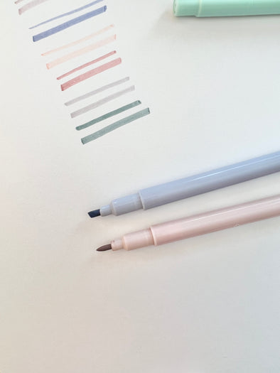 Pastel 6 Colors Dual Brush Highlighter Markers Set