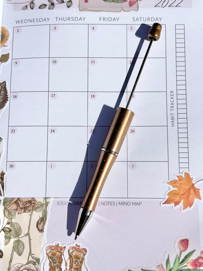 Beaded Pen Gold Pen Iridescent Crystals Black Ink Pen 