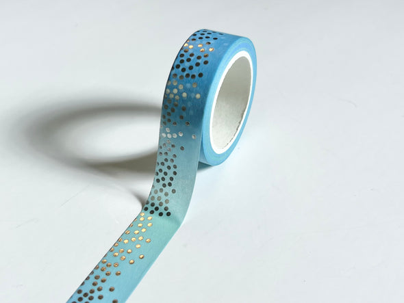 Set of 2 - Blue Gradient Dot and Blue Stars Silver Foil Washi Tape